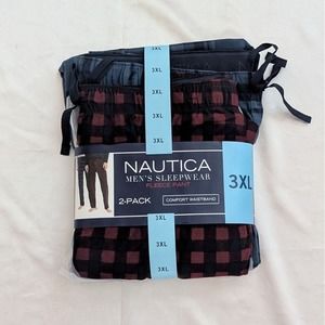 New Nautica Men's Pajama Sleepwear‎ Lounge Pants 2-Pack Red Blue Black 3X 3XL